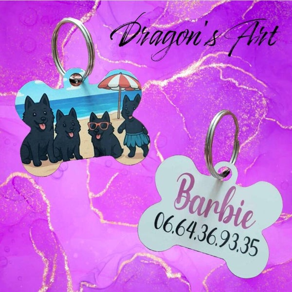 Médaille chien personnalisable en forme d'Os (L)