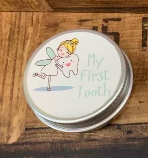 My first tooth tin from sign'd by judy