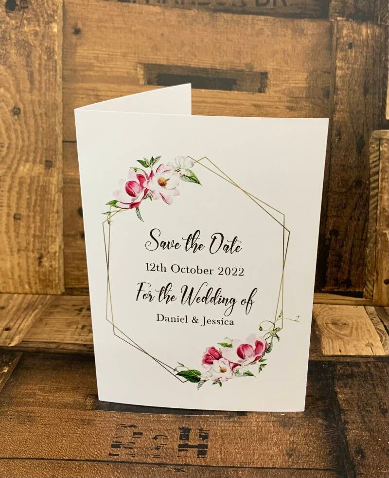 save the date cards pink flowers from signd by judy in felixstowe