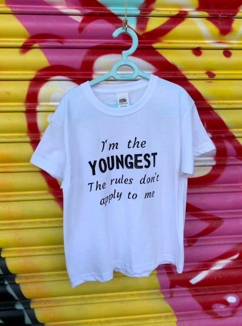 I'm the youngest the rules dont apply to me t shirt from sign'd by judy