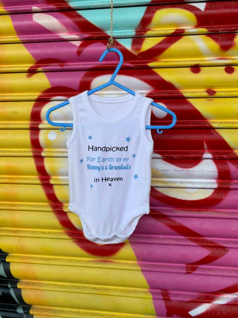 Handpicked for earth by my nannies and grandads in heaven baby vest from sign'd by judy