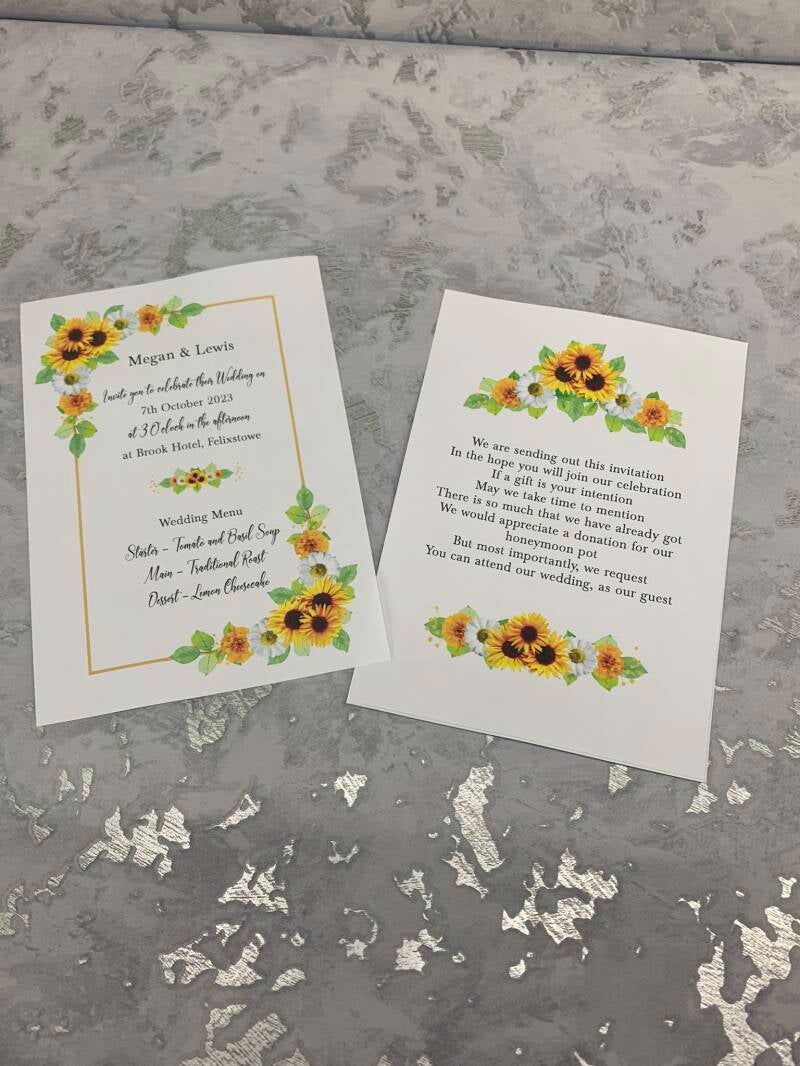 summer flowers weddeing ivitations from signd by judy in felixstowe