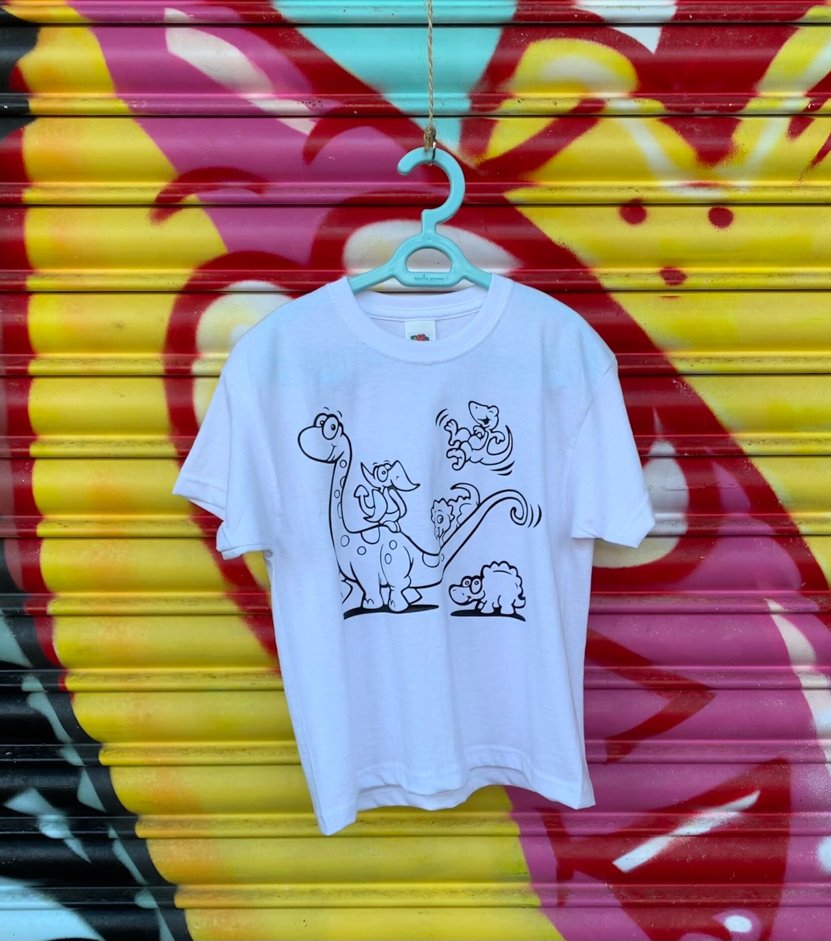 Colour me in dinosaur t shirt from sign'd by judy 