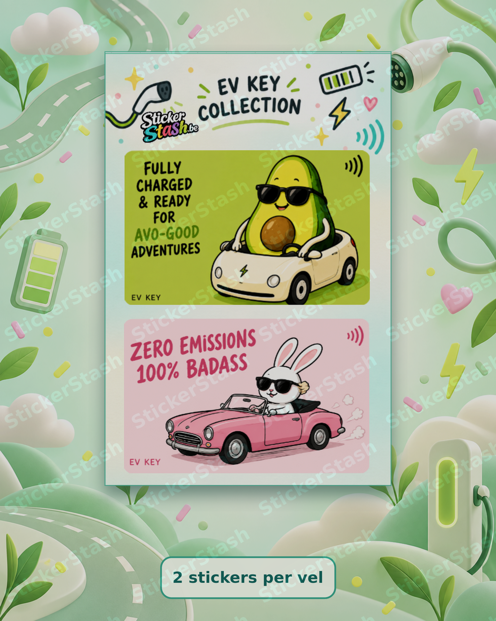 Car Key-Card - Avocado Bunny
