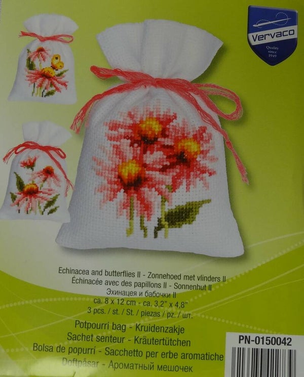 Vervaco borduur zakjes Zonnehoed met vlinders