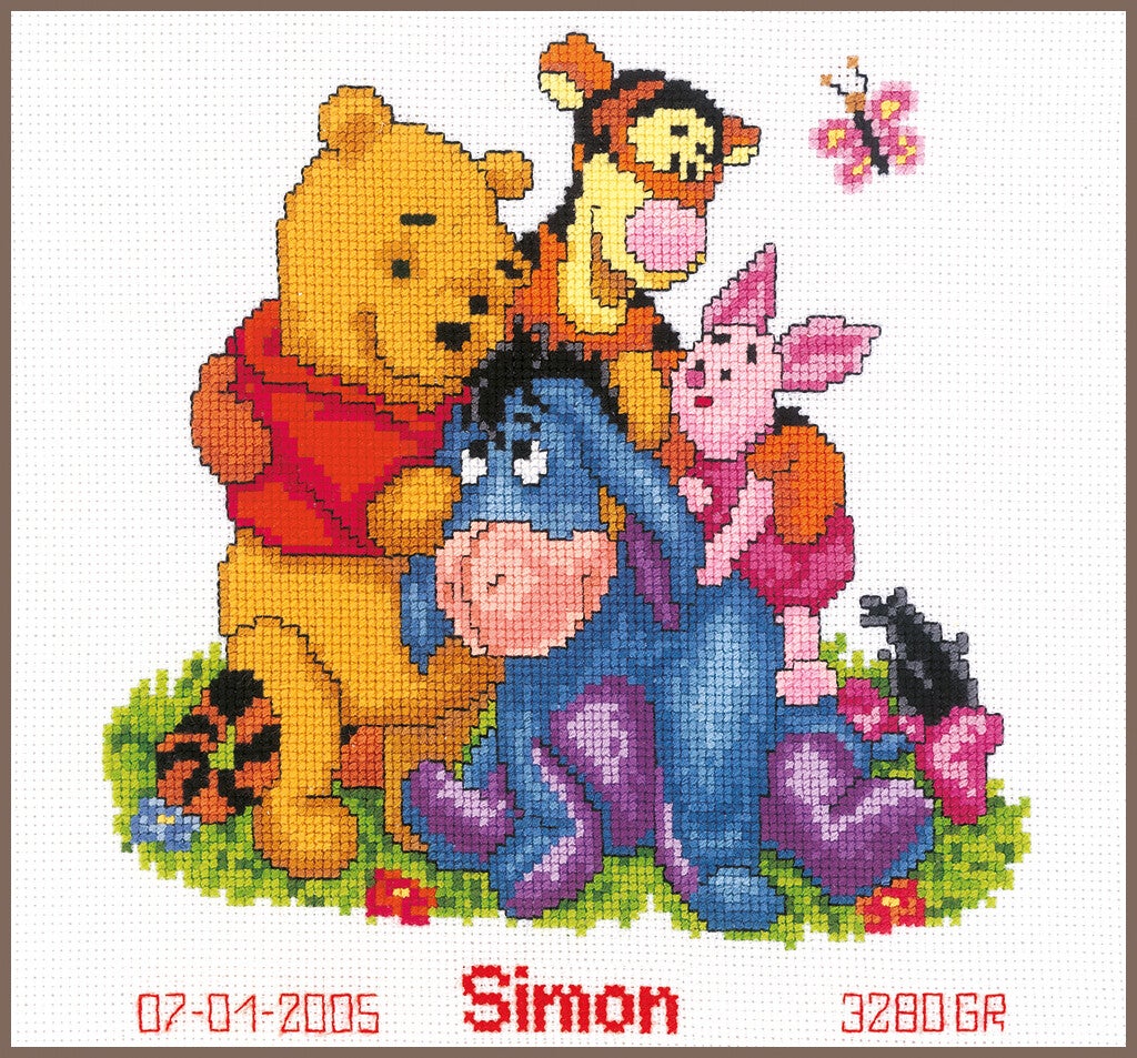 Winnie the Pooh: 'winnie and friends' (geboorteborduurpakket)