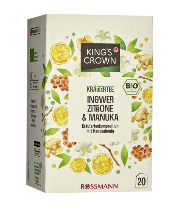 KING'S CROWN Bio Kruidenthee Gember Citroen & Manuka 40g