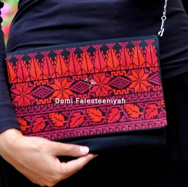 Tatreez, berry red hand bag