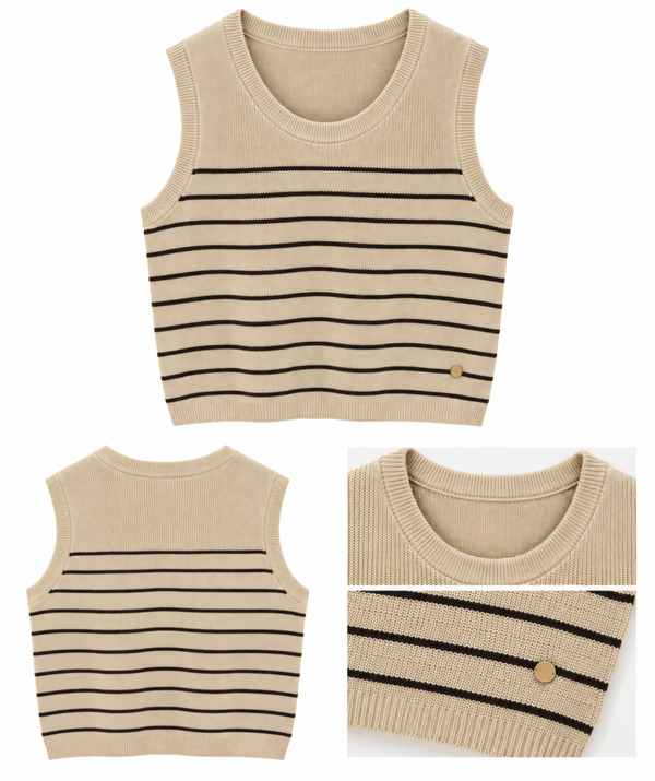 Chaleco rallado beige