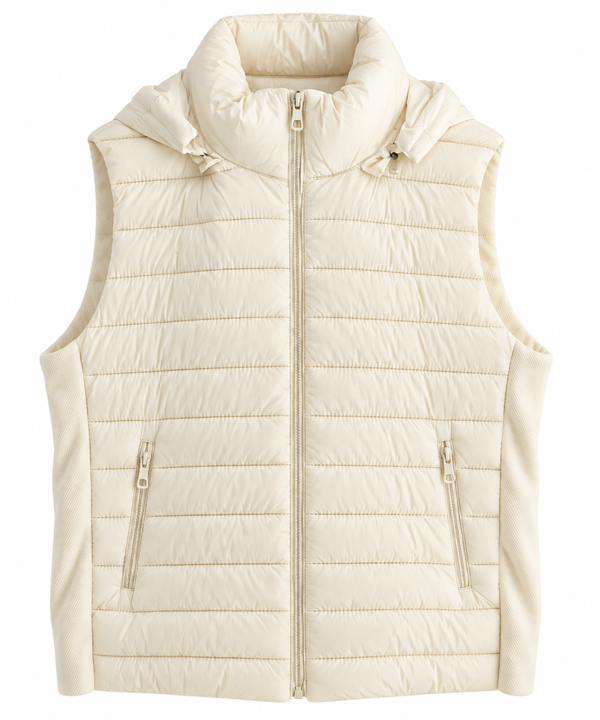 Chaleco beige con capucha
