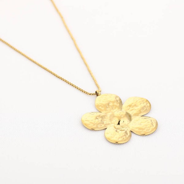 Stainless Steel Ketting Bloem Gold