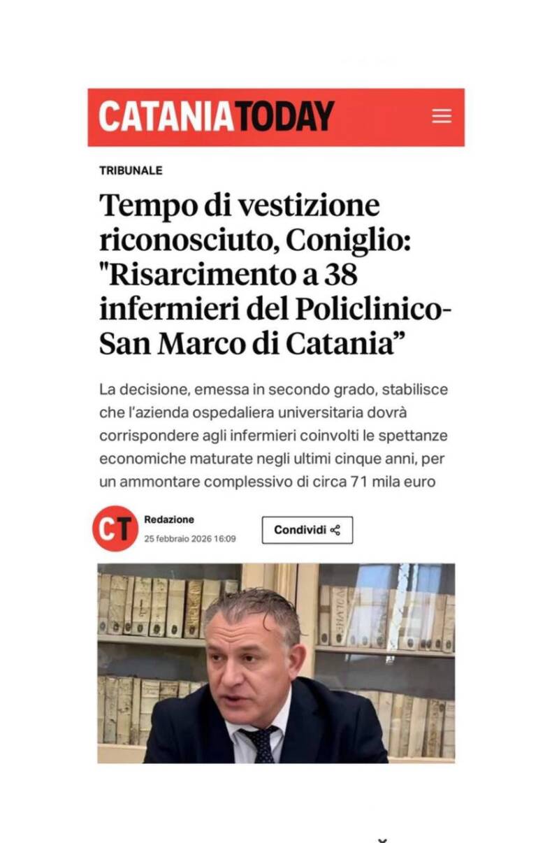 Coniglio Calogero Sentenza Infermieri Policlinico Catania