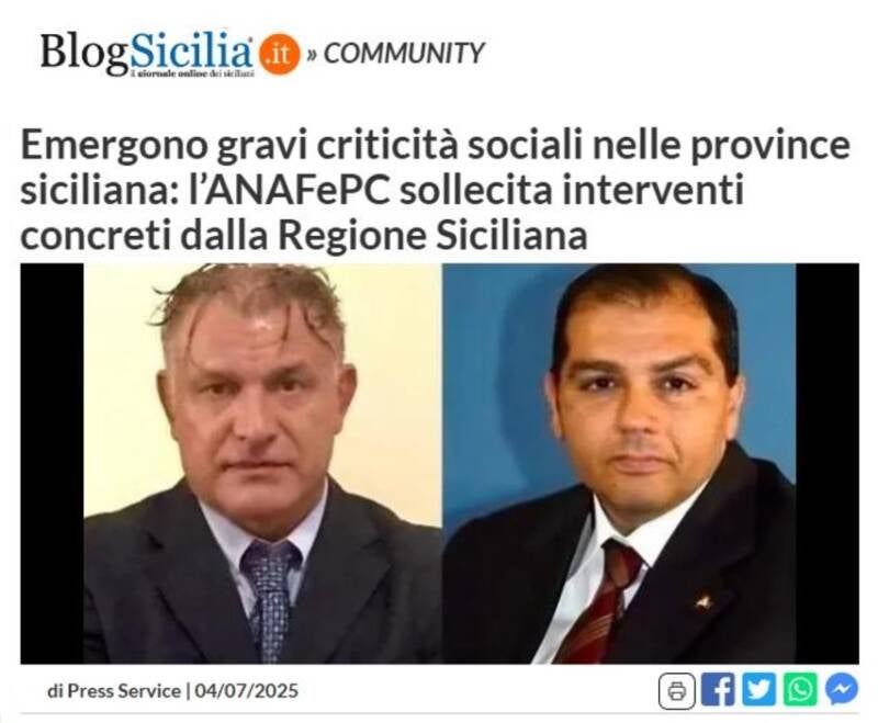 Calogero Coniglio, Cirignotta ANAFePC: Ecco i dati Istat, Svimez e Arpa Sicilia anni 2023–2024 che evidenziano criticità PER PROVINCIA preoccupanti.
