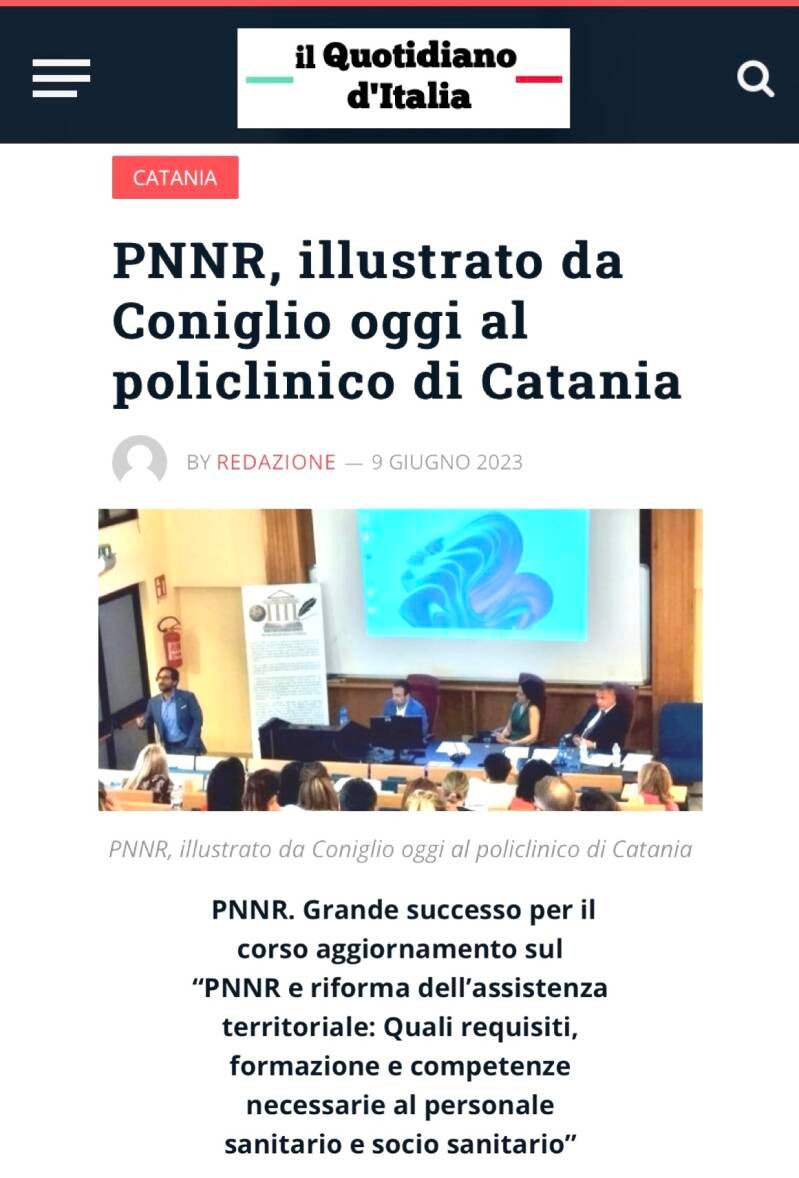 Calogero Coniglio corso formazione PNNR sanità operatori sanitari