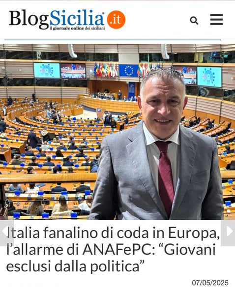 Calogero Coniglio ANAFePC: “Spazio ai giovani, la politica se ne faccia una ragione. E’ in regressione”