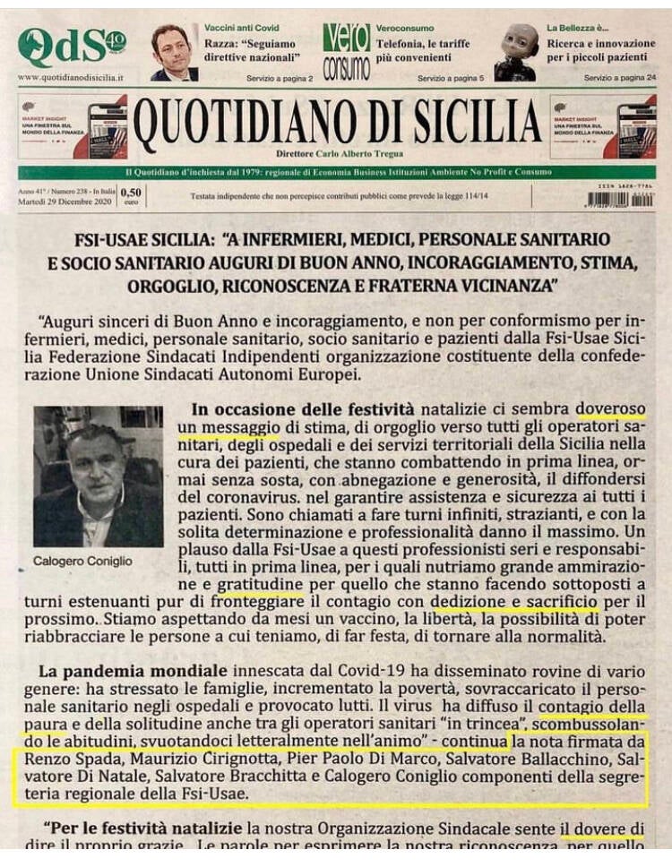Calogero Coniglio politica sindacale