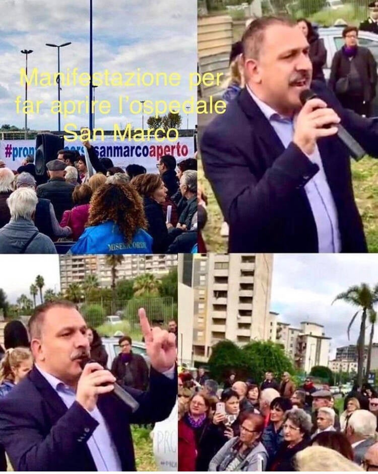 Manifestazione richiesta apertuta ospedale San Marco di Catnia Calogero Coniglio
