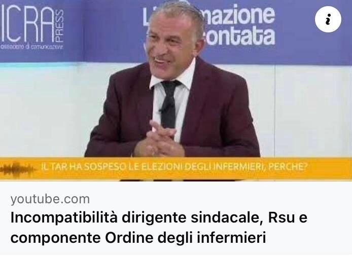 Coniglio Calogero Presid. ANAFePC:  INCOMPATIBILITà COMPONENTE ORDINE INFERMIERI DIRIGENTE SINDACALE RSU SINDACALISTA  CONIGLIO CALOGERO REDAZIONE SICRAPRESS