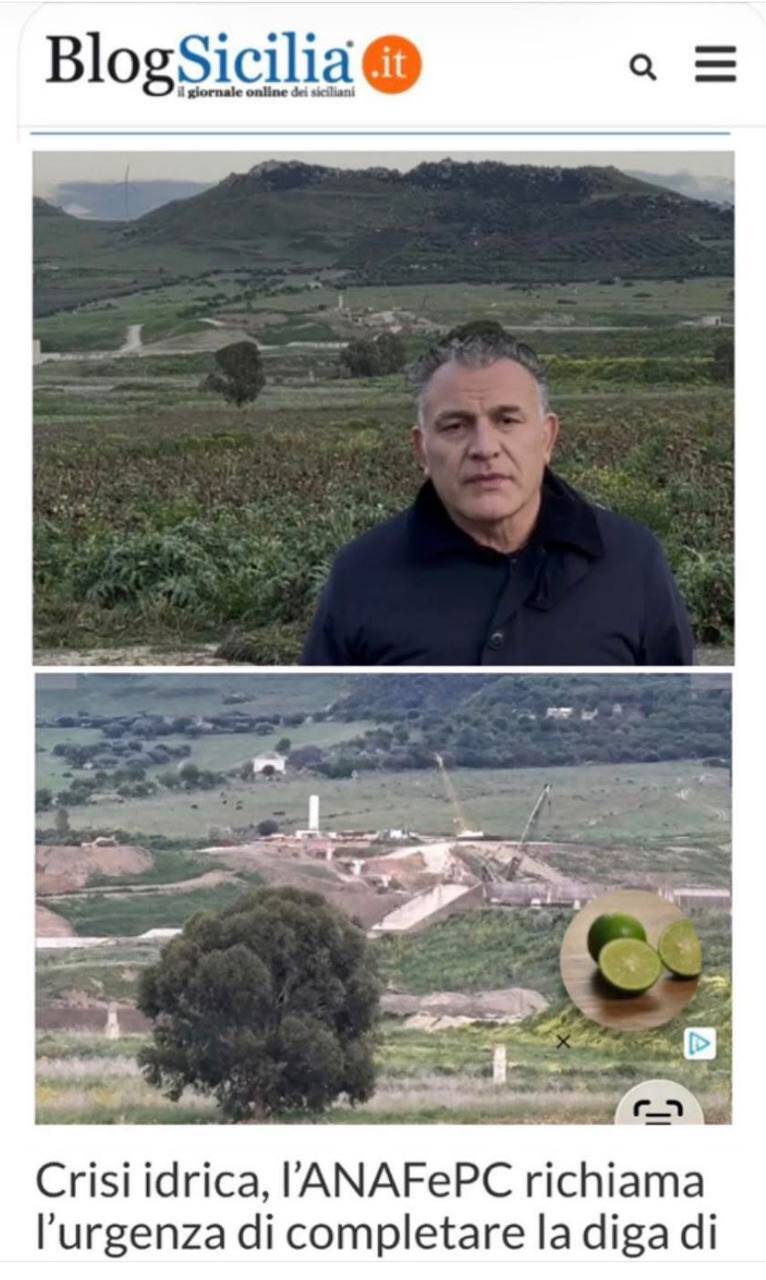 Calogero Coniglio politica sociale dighe incompiute sicilia crisi idrica