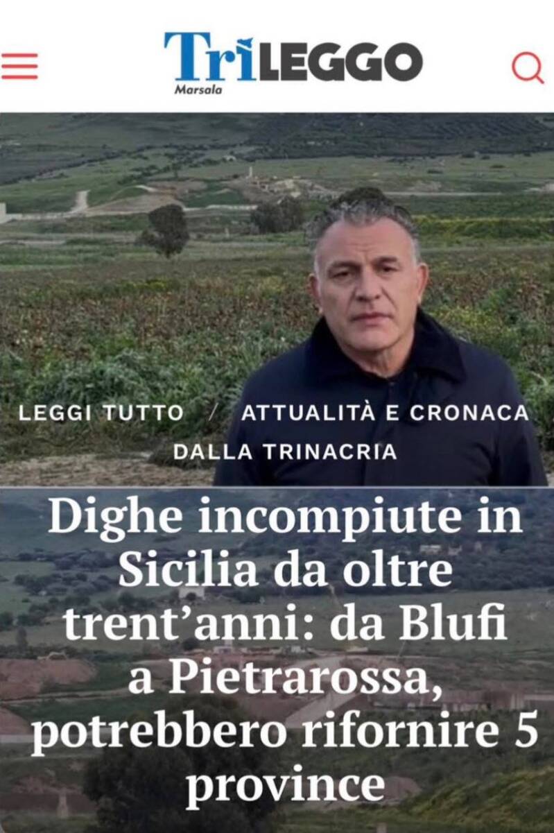 Calogero Coniglio politica sociale crisi idrica dighe imcmpiute Sicilia