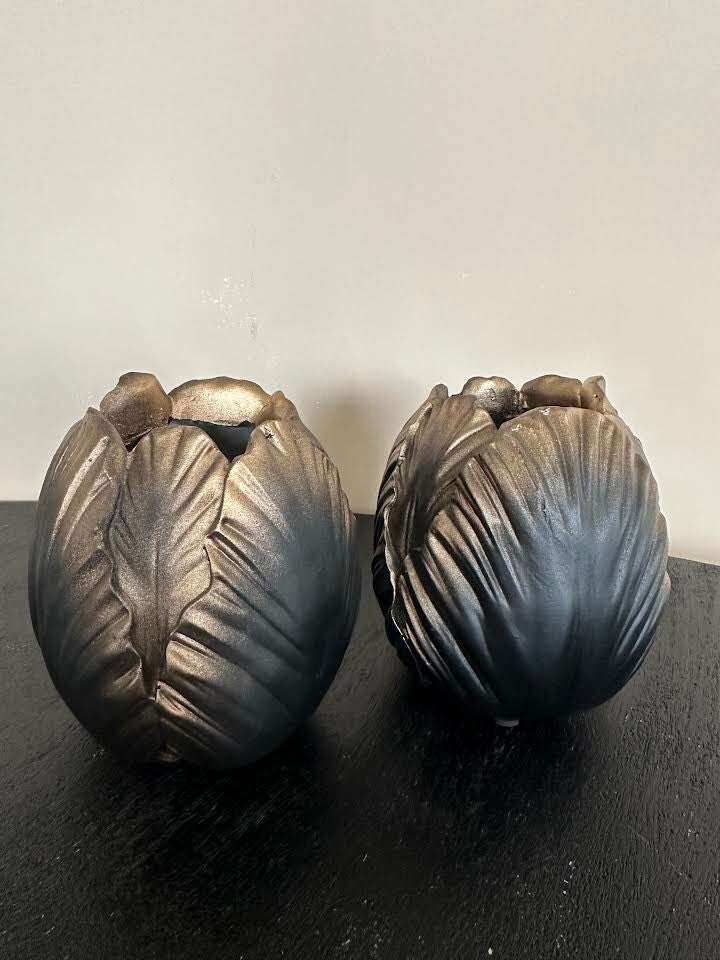 Tulp Blad zwart goud set van 2 stuks