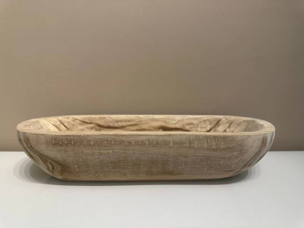 mica decoratie schaal hout XL