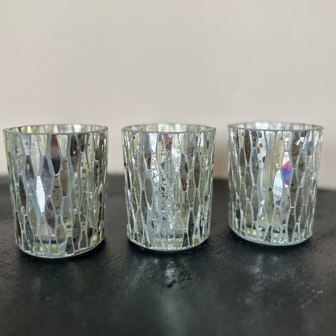 Waxinelichthouder spiegel set van 3 stuks