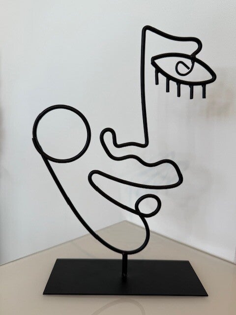 Deco gezicht zwart metaal