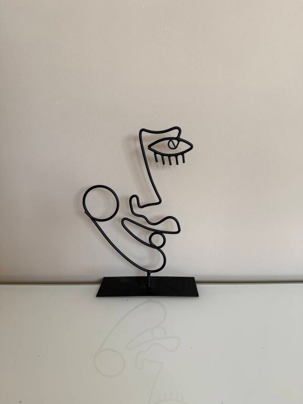 Deco gezicht zwart metaal