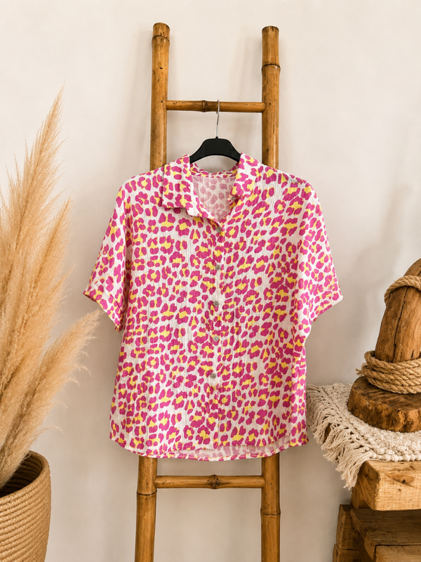 Chemise gaze de coton léopard