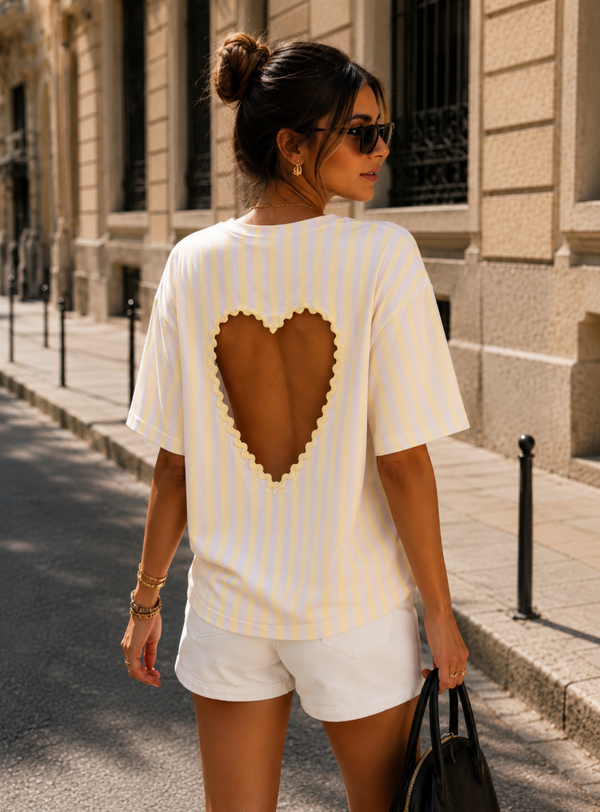 T-shirt rayé coeur