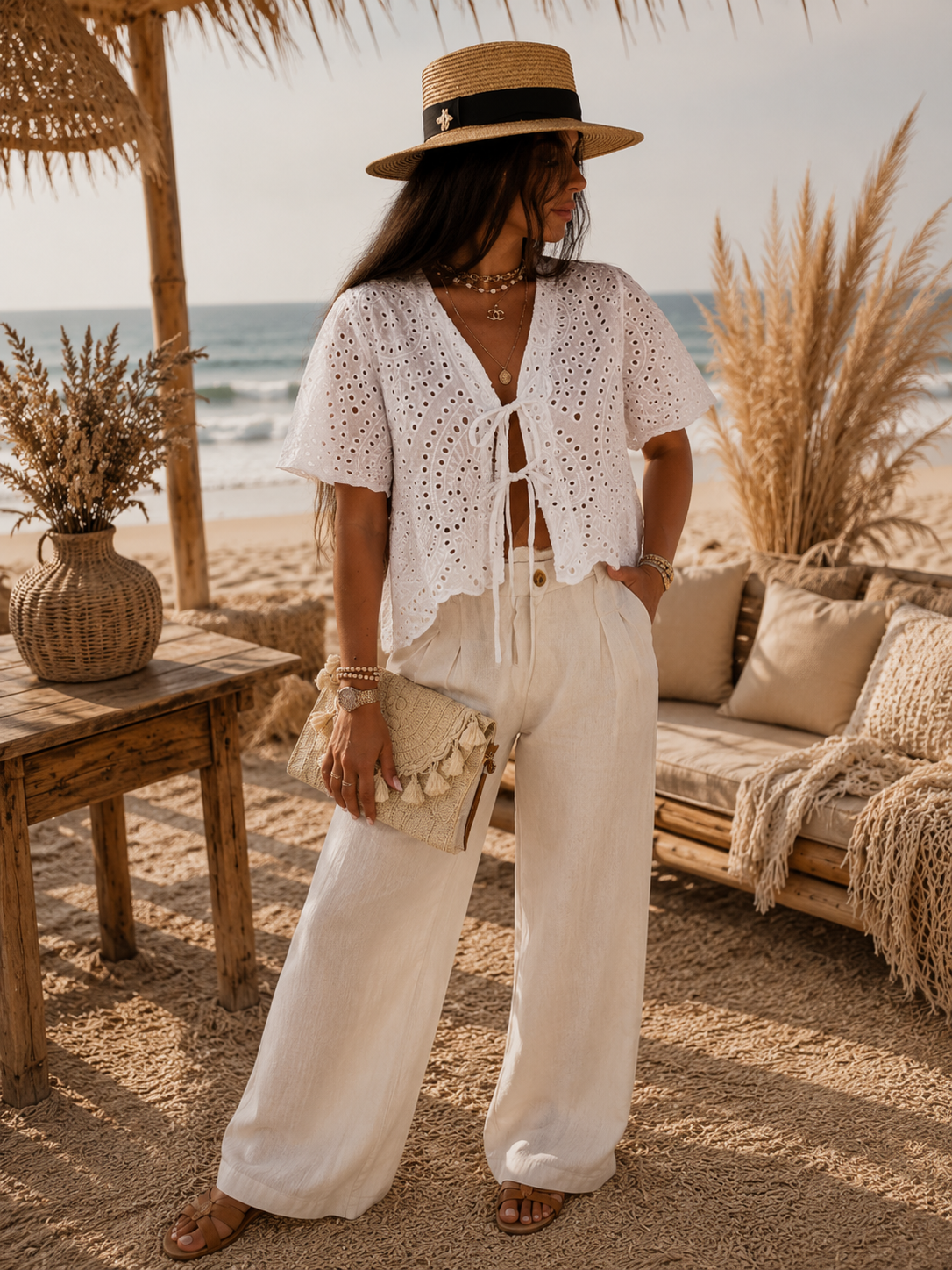 Top en broderie anglaise