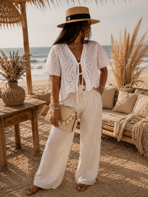 Top en broderie anglaise