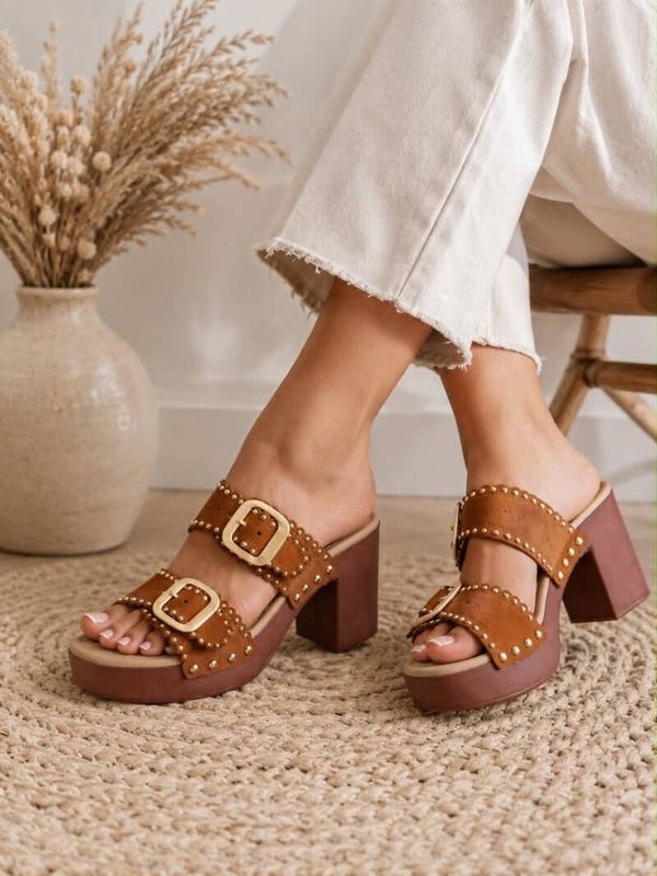 Sabots/mules à talons Camel