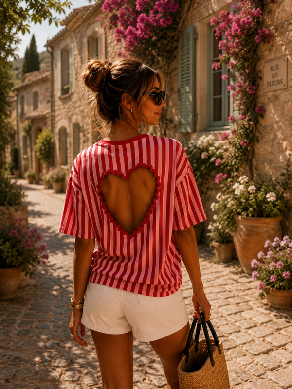 T-shirt rayé coeur