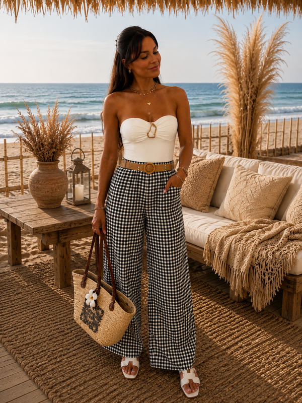 Pantalon vichy Noir