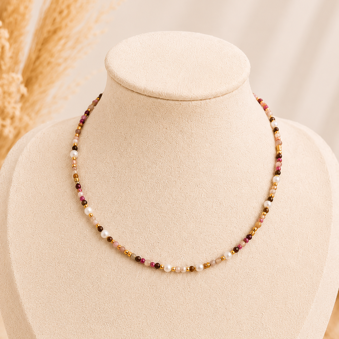 Collier "Rhodonite "