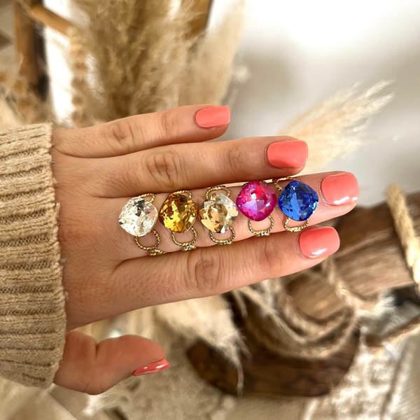 Bague "Carré" cristaux de Swarovski®