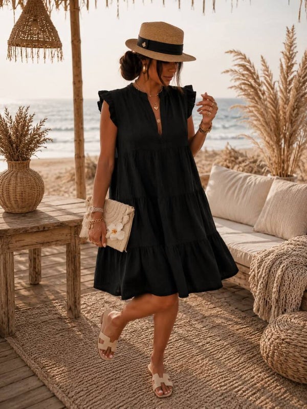 Robe gaze de coton à Volants