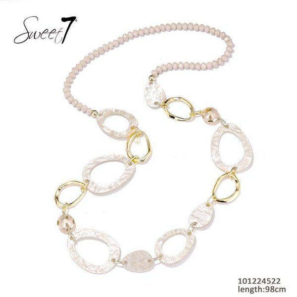 Lange ketting wit/beige