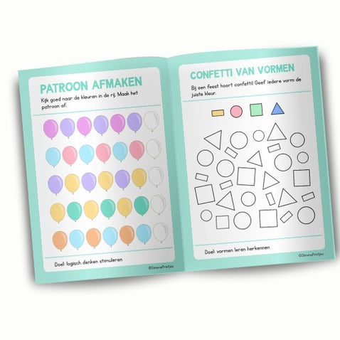 werkboekje voor peuter om de kleuren en vormen te leren