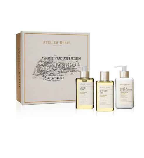 Geschenkset Verbena & Ginger handzeep, douchegel, hand & bodylotion