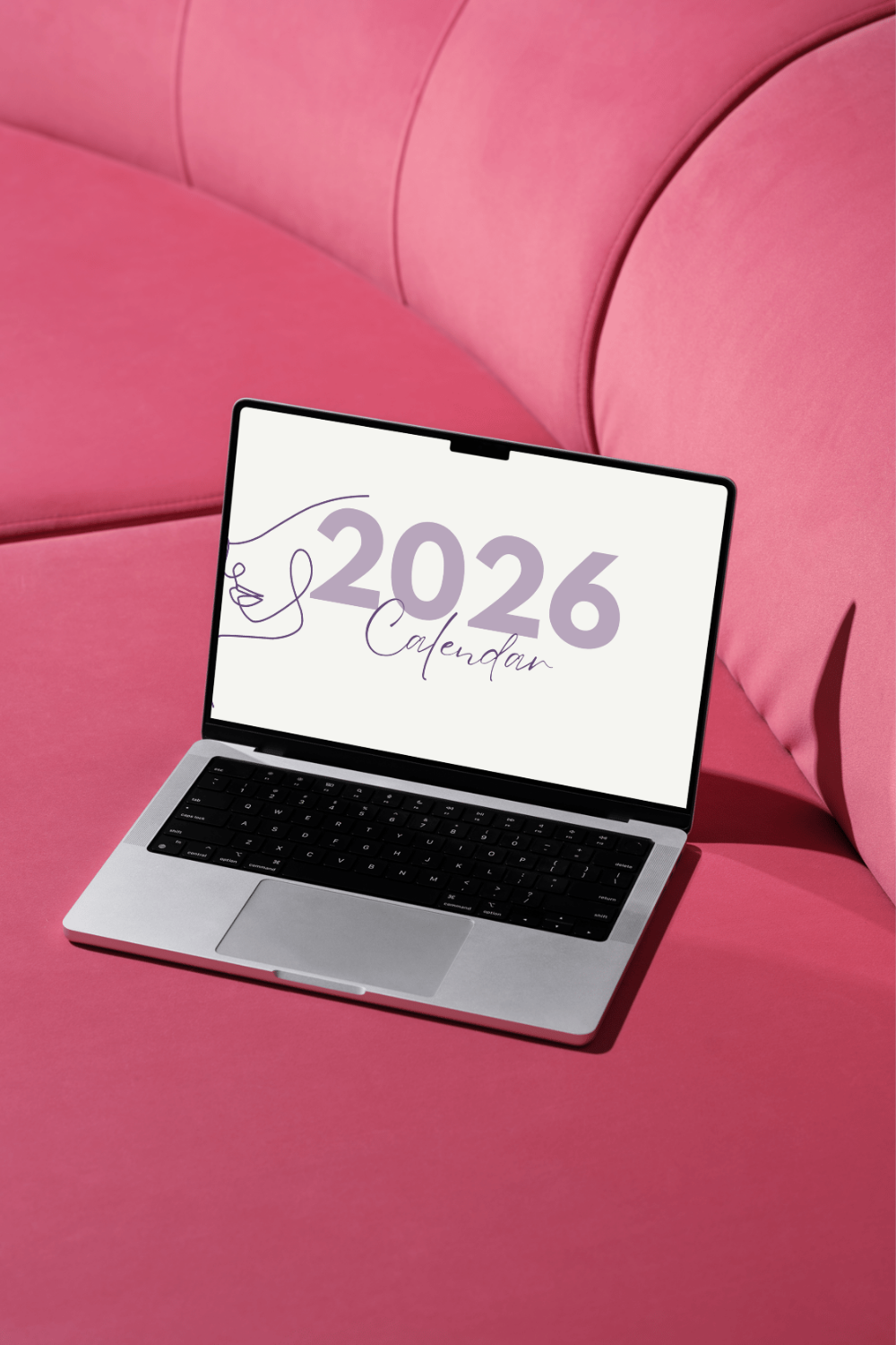 Purple Line Art Kalender 2026