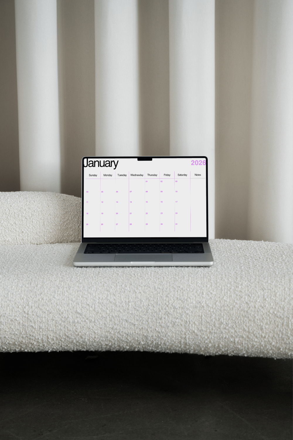 White Statement Kalender 2026 – Pink & Black