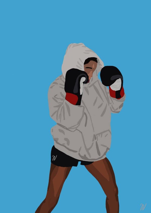 Boxing Motivation Poster | Strong Woman Illustration | Fitness Wall Art | Modern Minimalist Digital Print