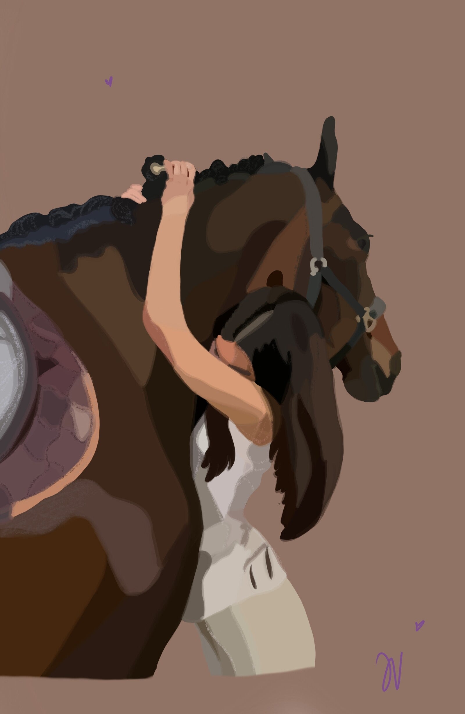 Horse Poster | Minimalist Woman Illustration | Modern Aesthetic Wall Art | Neutral Digital Print