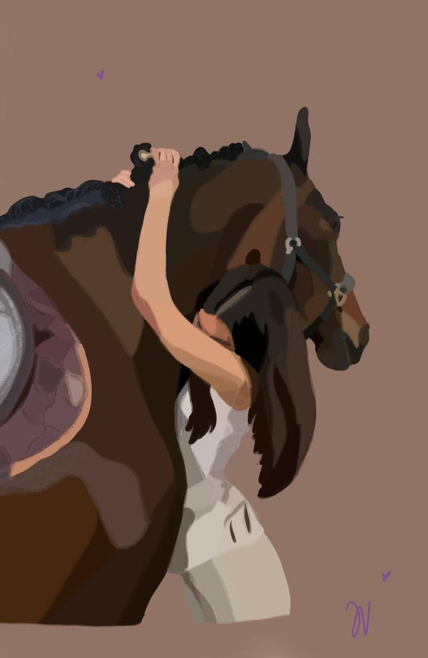Horse Poster | Minimalist Woman Illustration | Modern Aesthetic Wall Art | Neutral Digital Print