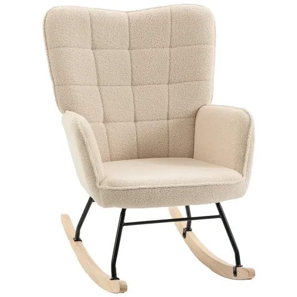 Retro schommelstoel beige