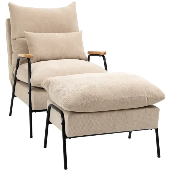 Gestoffeerde relaxfauteuil beige