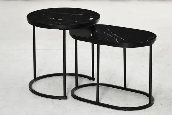 Marmerlook salontafelset zwart